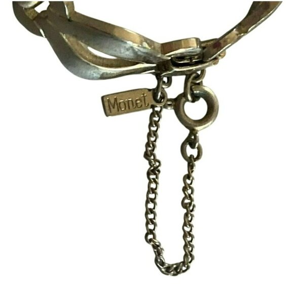 Vintage Monet Gold-Tone Charm Bracelet With Large Round Pendant & Safety Chain - Picture 3 of 9